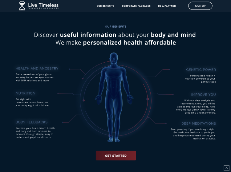 Project Screenshot - https://www.livetimeless.com